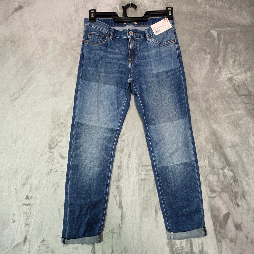 Uniqlo Slim Boyfriend Fit Ankle Length Jeans 64 Blue 24 Inch 221-138471 Kaihara